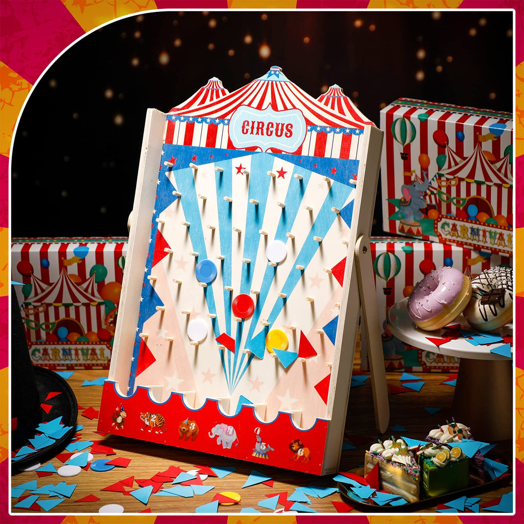 Fulmoon Disk Drop Game – 8-Disk Carnival Circus Wood Party Game (15.7 x 10 in)