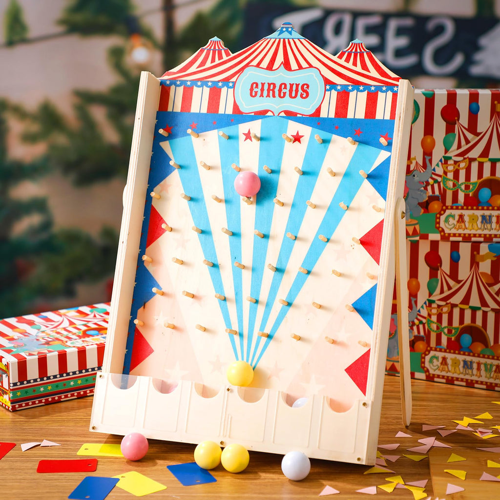Fulmoon Disk Drop Game with 10 Disks – Wooden Carnival Circus Party Game (15.7 x 10 in)