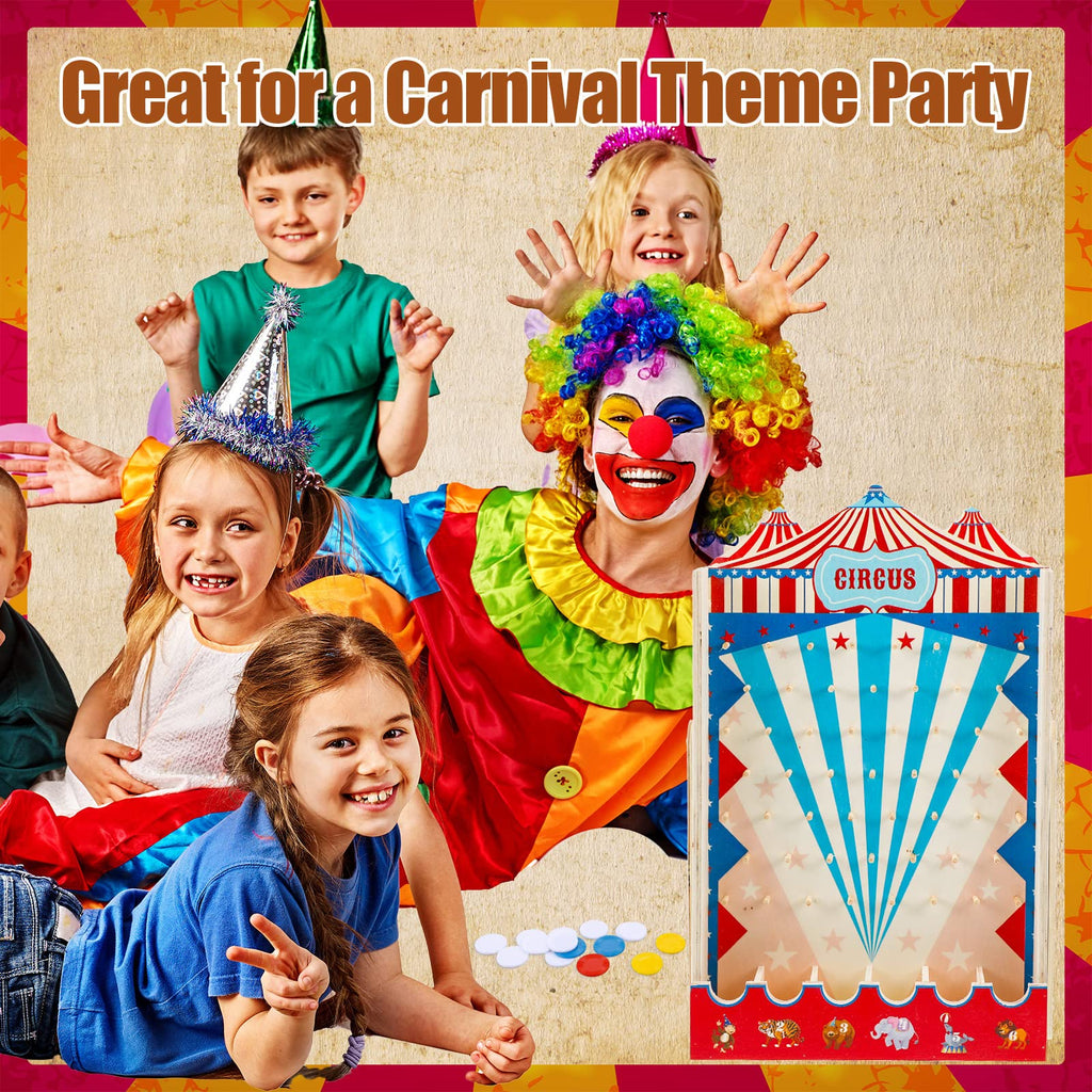Fulmoon Disk Drop Game – 8-Disk Carnival Circus Wood Party Game (15.7 x 10 in)