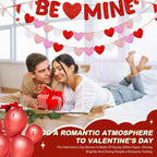 Fulmoon Be Mine Glitter Valentine Banner – Pre-Strung Heart Garland for Valentine's Day, Weddings & Home Decor