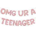 Fulmoon OMG Ur a Teenager Glitter Banner - 13th Birthday Decor (Rose Gold)