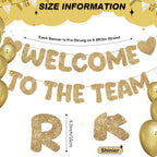 Fulmoon Pre Strung Welcome to the Team Banner – Champagne Gold, No DIY Needed | Glitter Office Decor