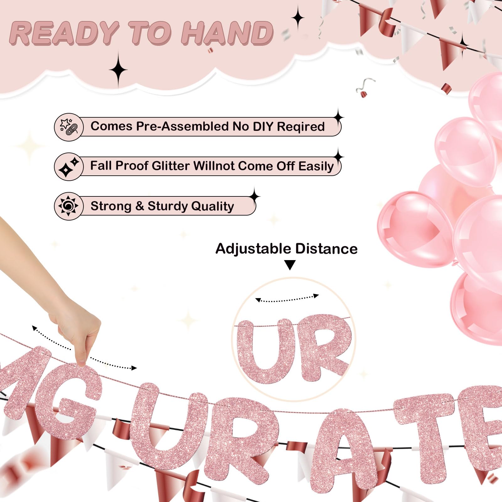 Fulmoon OMG Ur a Teenager Glitter Banner - 13th Birthday Decor (Rose Gold)