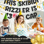Fulmoon Pre Strung Skibidi Rizzler 13 No Cap Glitter Banner — 13th Birthday Decorations (Black)