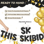 Fulmoon Pre Strung Skibidi Rizzler 13 No Cap Glitter Banner — 13th Birthday Decorations (Black)