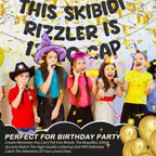 Fulmoon Pre Strung Skibidi Rizzler 13 No Cap Glitter Banner — 13th Birthday Decorations (Black)