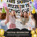 Fulmoon Pre Strung Skibidi Rizzler 13 No Cap Glitter Banner — 13th Birthday Decorations (Black)