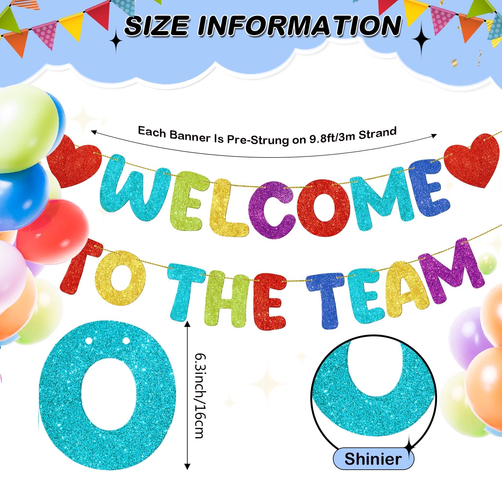 Fulmoon Pre Strung Welcome Banner with Two Heart Signs | Colorful Office Welcome Decor