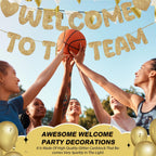 Fulmoon Pre Strung Welcome to the Team Banner – Champagne Gold, No DIY Needed | Glitter Office Decor