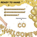 Fulmoon Pre Strung Welcome to the Team Banner – Champagne Gold, No DIY Needed | Glitter Office Decor