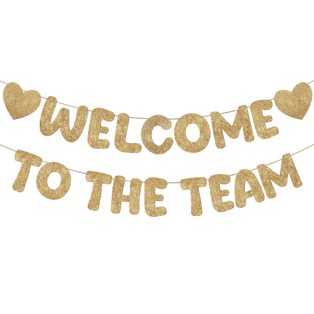 Fulmoon Pre Strung Welcome to the Team Banner – Champagne Gold, No DIY Needed | Glitter Office Decor