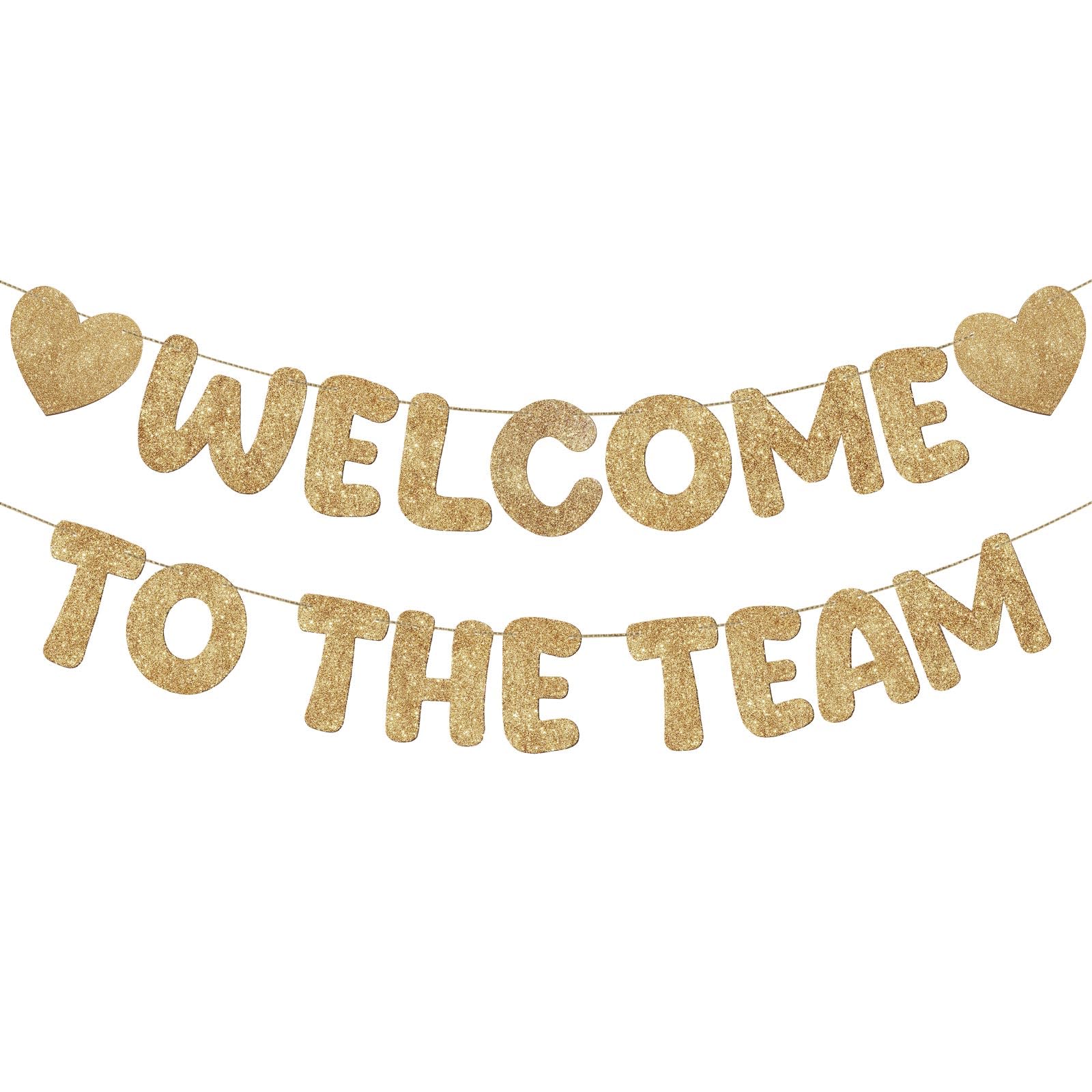 Fulmoon Pre Strung Welcome to the Team Banner – Champagne Gold, No DIY Needed | Glitter Office Decor