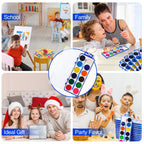 FUMILE 100 Pack Watercolor Paint Set for Kids — 12 Colors + Brush | Party Favors & Classroom Supplies