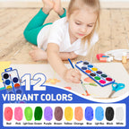 FUMILE 100 Pack Watercolor Paint Set for Kids — 12 Colors + Brush | Party Favors & Classroom Supplies