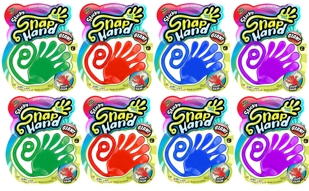 Fun a Ton Giant Snap Hands – 8-Pack Jumbo Sticky Hands for Kids | Party Favors & Prizes