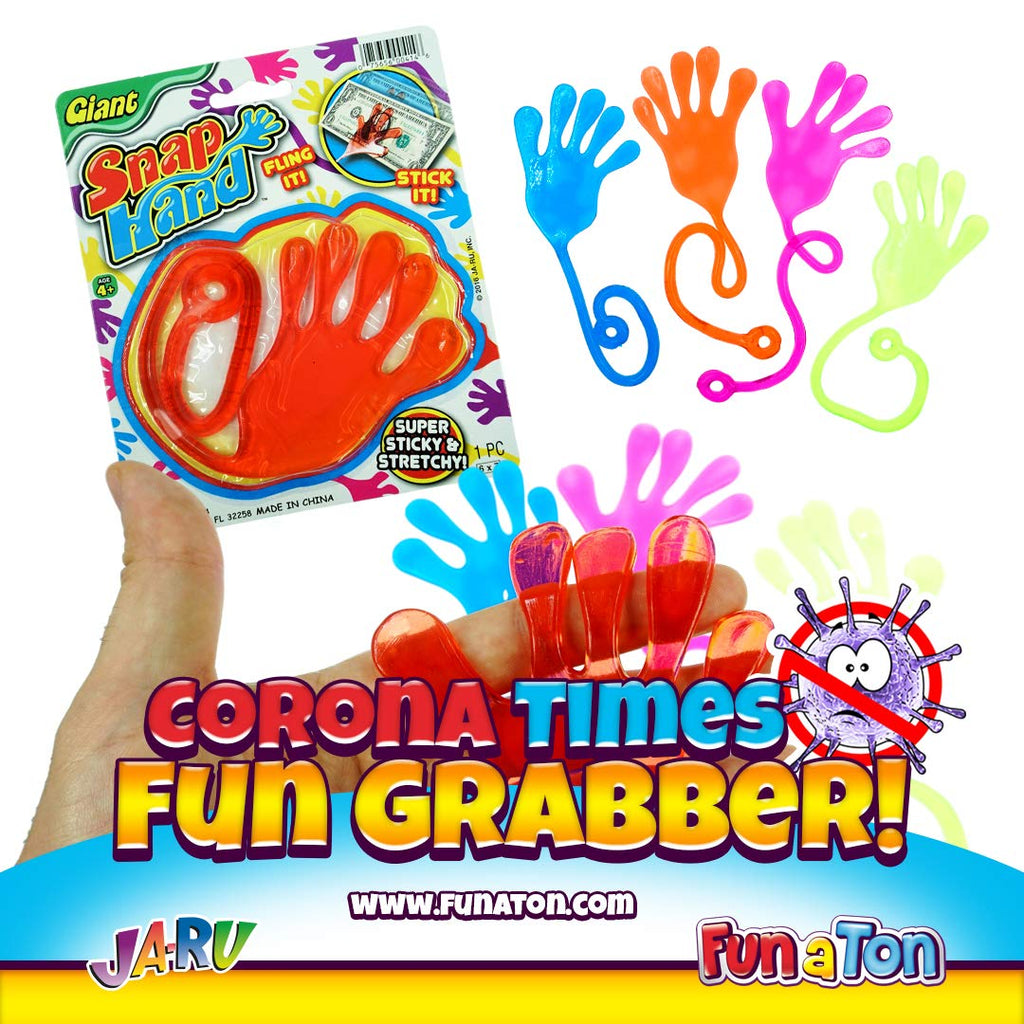 Fun a Ton Giant Snap Hands – 8-Pack Jumbo Sticky Hands for Kids | Party Favors & Prizes