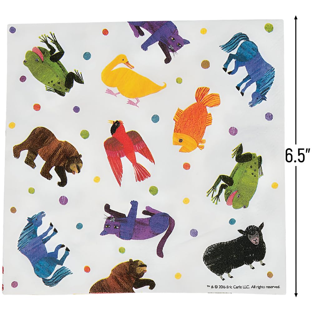 Fun Express Eric Carle Brown Bear Luncheon Napkins - 16 pc Party Supplies