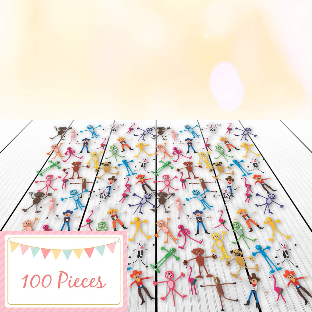 Fun Express Mega Bendable Toy Bulk Assortment - 100 Pieces for Party Favors & Classroom Prizes