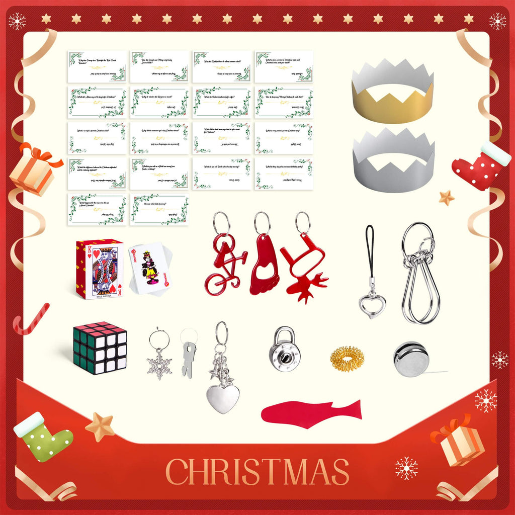FUN LITTLE TOYS Christmas Crackers 12-Pack No-Snap Party Favors with Party Hat