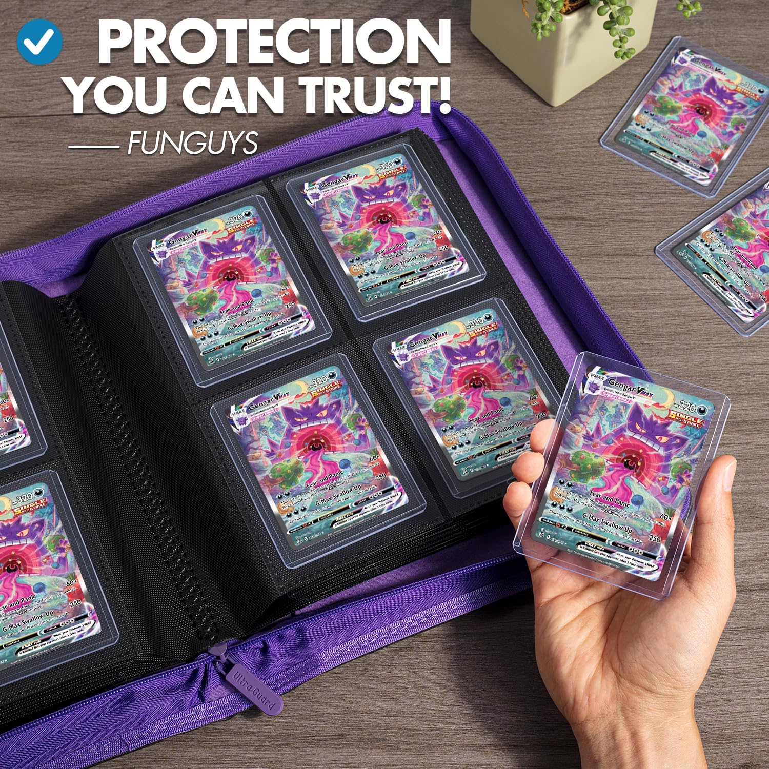 FunGuys Toploader Binder – 4-Pocket Card Binder for 128 Top Loaders | TCG, MTG, Pokemon