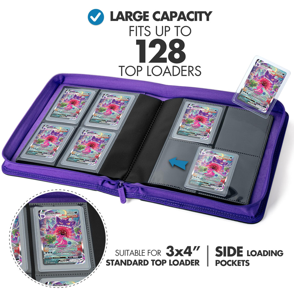 FunGuys Toploader Binder – 4-Pocket Card Binder for 128 Top Loaders | TCG, MTG, Pokemon