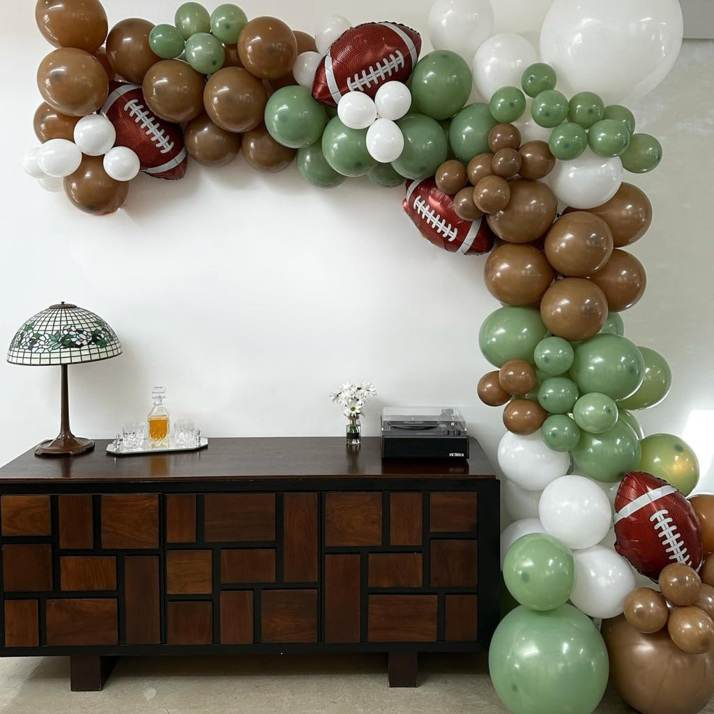 FunHot Football Balloons Kit - 30pc Sage Green & Coffee 12in