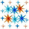 FunHot 18 Pcs Blue and Orange Star Balloons - 6x 22-Inch Explosion Stars + 12x 10-Inch Four-Point Stars