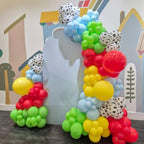 FunHot Red Yellow Blue Balloons Kit – 12 Inch Cow Print, Sky Cloud Print & Confetti for Kids' Parties