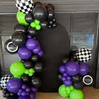 FunHot Monster Truck Balloons Set - 12in Purple, Green & Black for Boys Parties