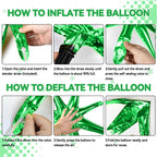 FunHot 18 Pcs Green & Blue Star Balloons – 22-Inch Explosion Star & 10-Inch Four-Point Foil Balloons for Dinosaur Theme Parties