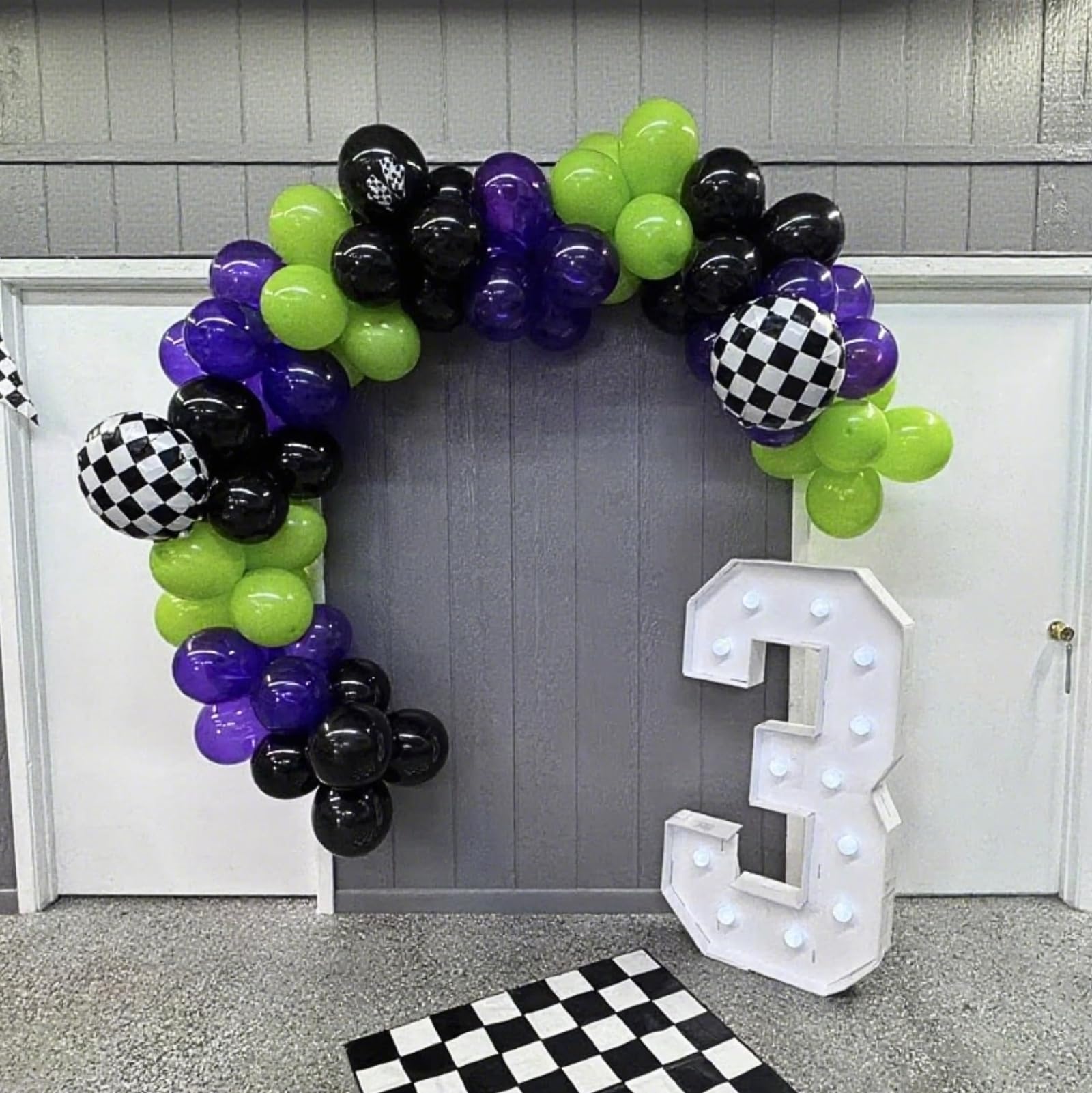 FunHot Monster Truck Balloons Set - 12in Purple, Green & Black for Boys Parties