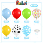 FunHot Red Yellow Blue Balloons Kit – 12 Inch Cow Print, Sky Cloud Print & Confetti for Kids' Parties