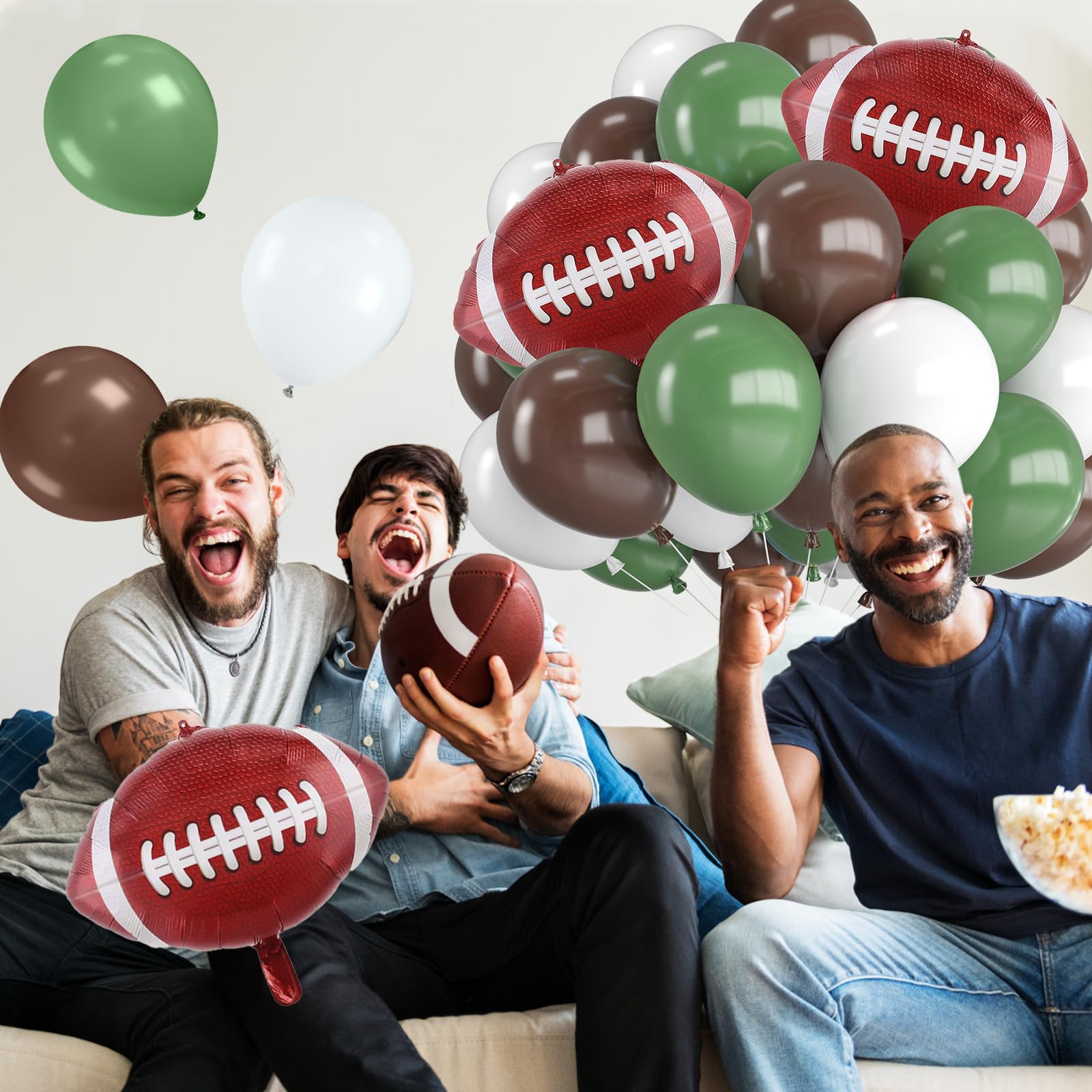 FunHot Football Balloons Kit - 30pc Sage Green & Coffee 12in