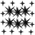 FunHot 18 Pcs Black Star Balloons — 22in Explosion + 10in Four-Point Foil Balloons for Party Decor