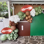 FunHot Football Balloons Kit – 12in Sage Green, White & Brown Football Print Balloons for Party Decor
