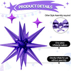 FunHot 18 Pcs Black Purple Star Balloons | 22-Inch Explosion Stars & 10-Inch Four-Point Stars