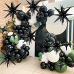 FunHot 18 Pcs Black Star Balloons — 22in Explosion + 10in Four-Point Foil Balloons for Party Decor