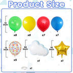 FunHot Red Yellow Blue Balloons Set – 12 Inch Confetti with Cloud & Gold Star Foil