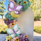 FunHot Pastel Butterfly Balloons Set – 35pc 12" Latex + 2 Giant Butterfly Foil Balloons for Princess Parties