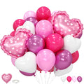 FunHot Hot Pink Heart Balloons Set – 11 Pink Hearts, Pearl Pink & Magenta Mix, 2 Foil Hearts