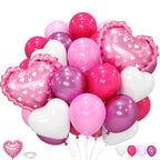 FunHot Hot Pink Heart Balloons Set – 11 Pink Hearts, Pearl Pink & Magenta Mix, 2 Foil Hearts