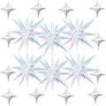 FunHot 18 Pcs Iridescent Star Balloons Set – 22in Explosion Stars + 12 Silver 10in Stars