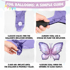 FunHot Pastel Butterfly Balloons Set – 35pc 12" Latex + 2 Giant Butterfly Foil Balloons for Princess Parties