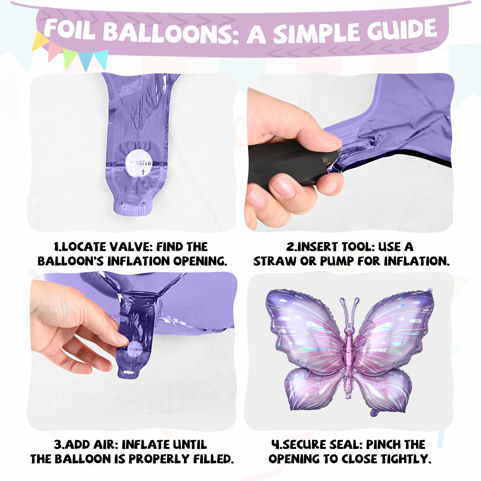 FunHot Pastel Butterfly Balloons Set – 35pc 12" Latex + 2 Giant Butterfly Foil Balloons for Princess Parties