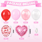 FunHot Red & Pink Balloons Set – Heart Foil & Confetti for Valentines, Weddings, Proposals