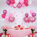 FunHot Hot Pink Heart Balloons Set – 11 Pink Hearts, Pearl Pink & Magenta Mix, 2 Foil Hearts