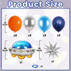FunHot Outer Space Balloons Set – 12-Inch Galaxy Decor with UFO & Star Foil (Orange, Silver, Blue)