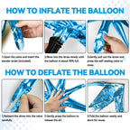 FunHot 18 Pcs Blue and Orange Star Balloons - 6x 22-Inch Explosion Stars + 12x 10-Inch Four-Point Stars