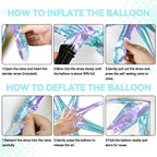 FunHot 18 Pcs Iridescent Star Balloons Set – 22in Explosion Stars + 12 Silver 10in Stars
