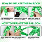 FunHot 18 Pcs Black & Green Star Balloons – Explosion & Four-Point Foil Balloons for Parties